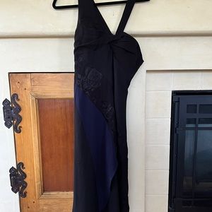 Black and navy ruffle dress